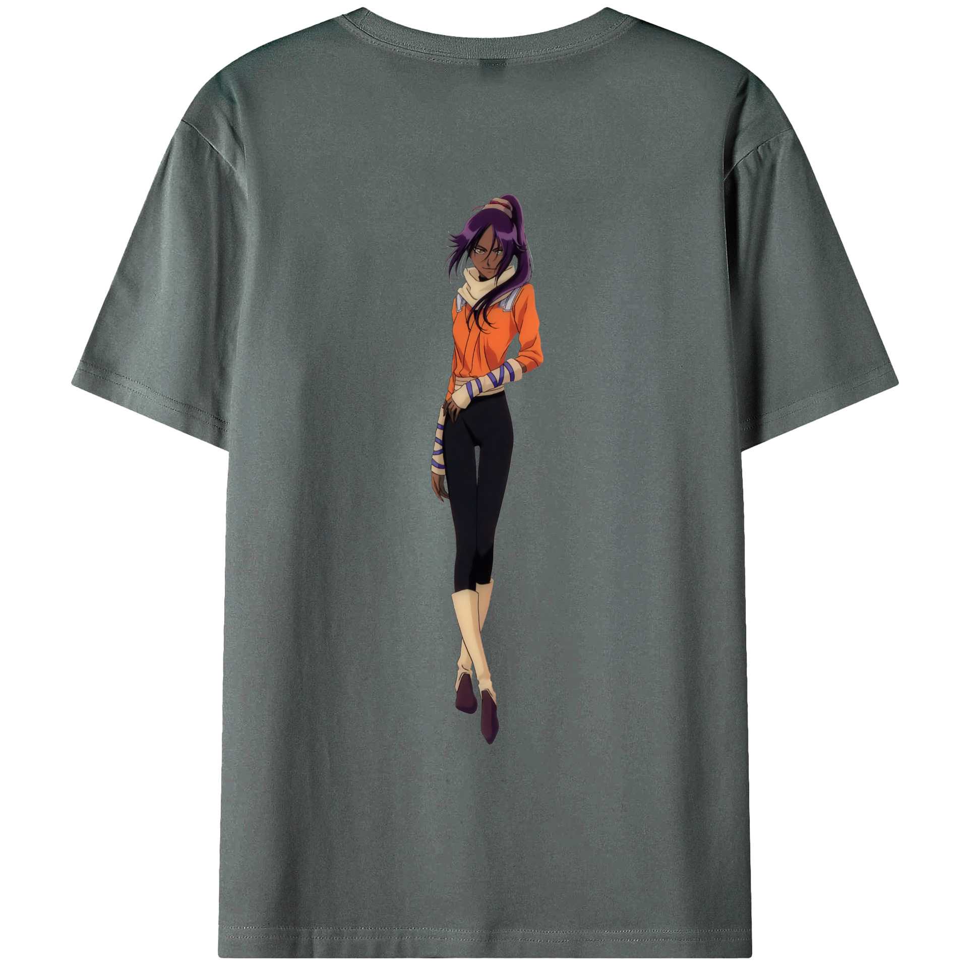 （画像用） ブリーチ 四楓院 夜一（しほういん よるいち） BLEACH Shihouin Yoruichi 綿100％ メンズ半袖Tシャツ（バックプリント） 通気性